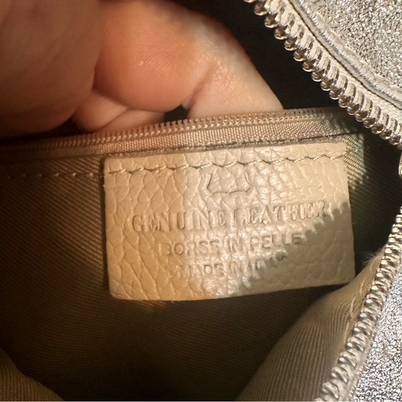 Women's Shoulder large metallic silver leather sling bag oversized fanny pack - Picture 2 of 13